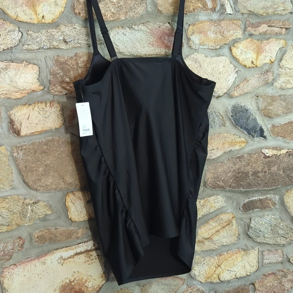 Cacique Black Lightly Lined Balconette Tankini Top Swimwear